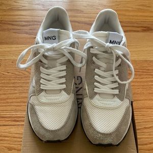 Mango Lace-Up Suede Sneakers